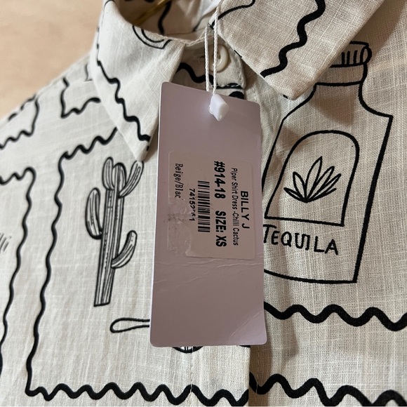 Billy J | NWT Piper Shirt Dress Chili Cactus Button Down Cocktail Print Size XS - Picture 5 of 11